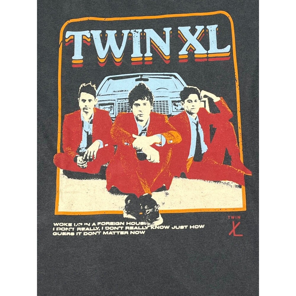 TWIN XL Band Tour Concert Tshirt Size Small Gray Retro Synth Pop Comfort Colors
